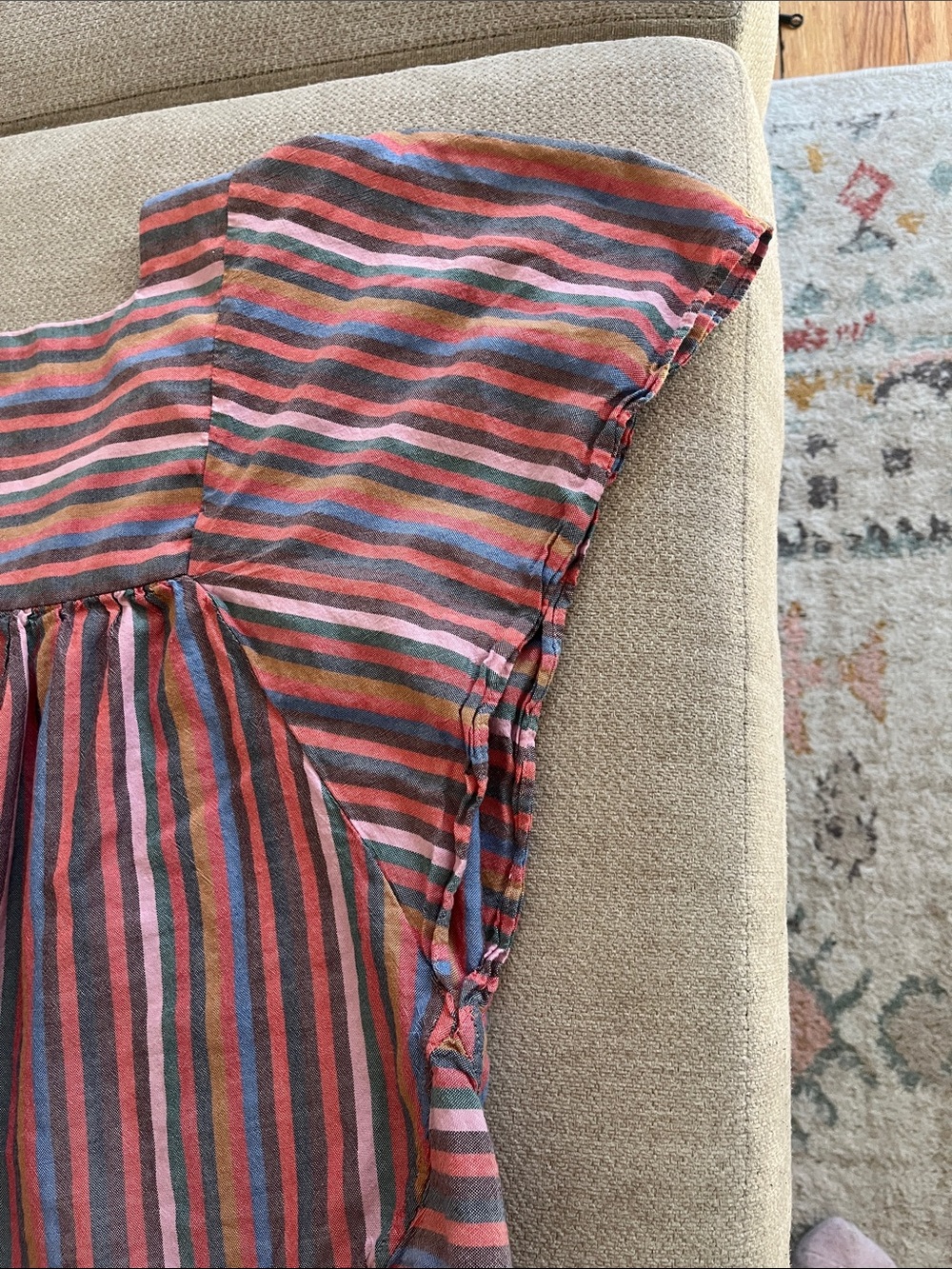 Madewell Multi-Stripe Square-Neck Peasant Top Size medium 100% cotton - Picture 8 of 9